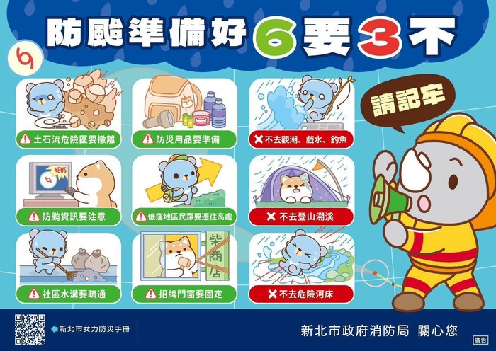 【公告】鳳凰颱風靠近，防颱準備「６要３不」原則宣導圖片